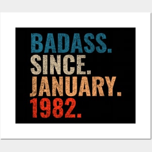 Badass since January 1982 Retro 1982 birthday shirt Posters and Art